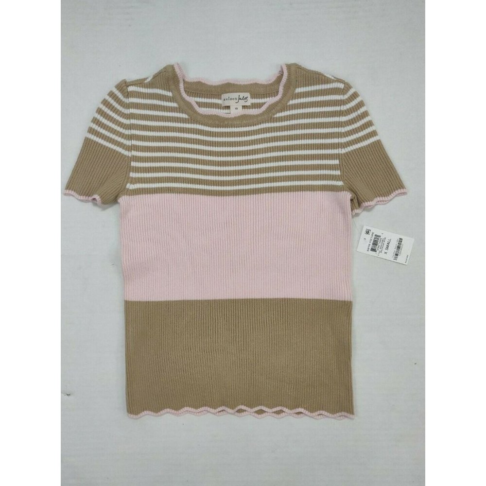 Maison Jules Womens Top XS Beige London Printed - Picture 6 of 15